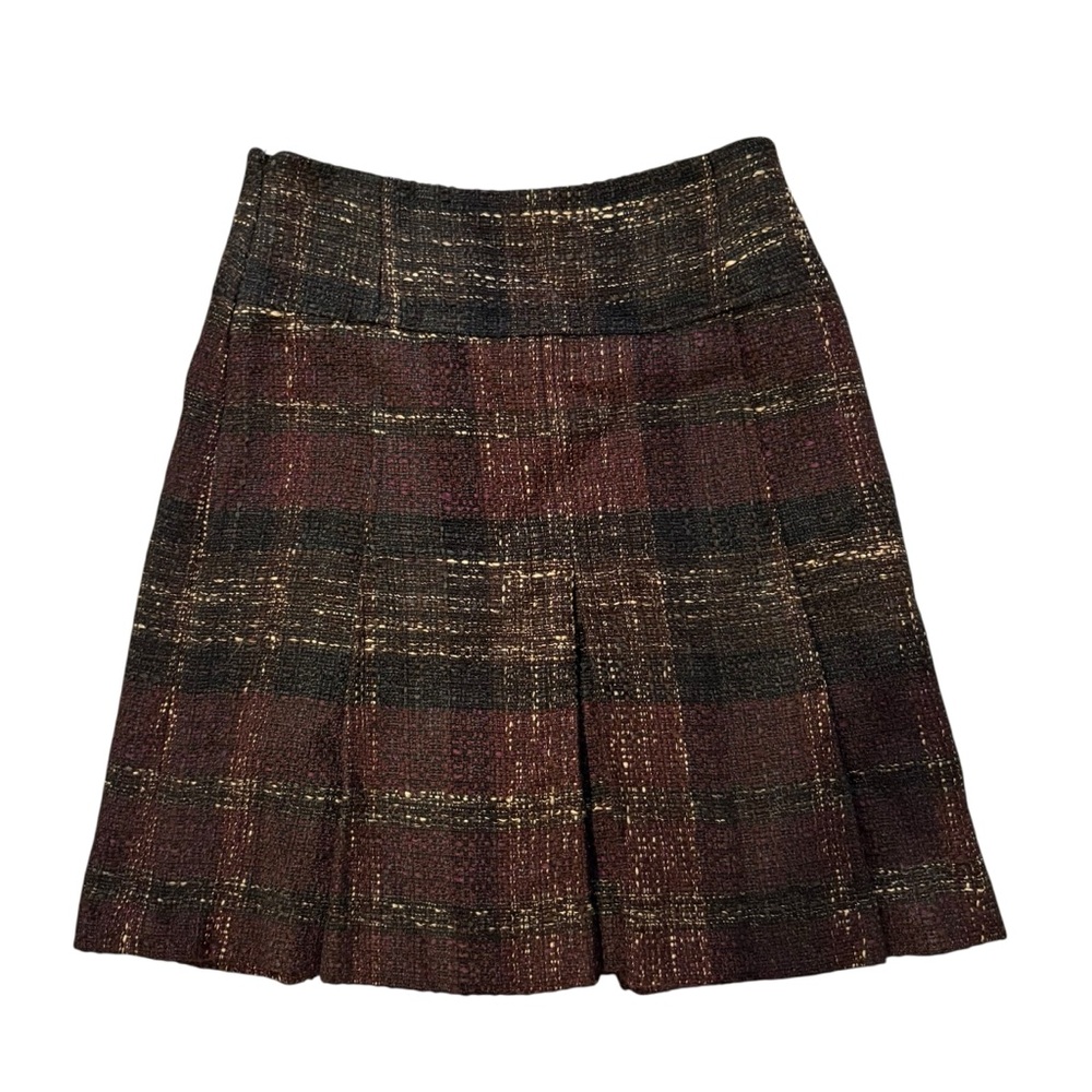 Akris Punto Multicolor Double Pleat Tweed Wool Blend Skirt, Sz 6 - Picture 6 of 13